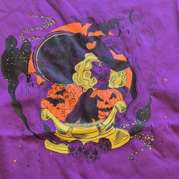NWT ModCloth Halloween Tee Shirt Purple Organic Cotton Size L - Picture 3 of 11